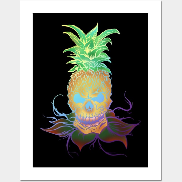 Pineapple Skull colorful fade out Wall Art by Danispolez_illustrations